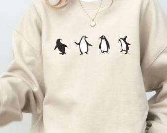 Penguin Sweatshirt, Penguin Crewneck Sweater, Funny Sweatshirt, Spirit Animal shirt, Gift for her, Cozy Winter Fashion Cute Penguin Design