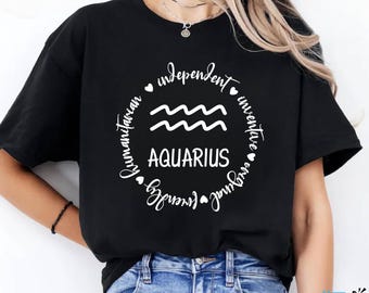 Camiseta de Acuario, Acuario del zodíaco, Camiseta de astrología, Signo del zodíaco, Camiseta del horóscopo, Grupo de estrellas, Camiseta de signos del cielo, Camiseta de cumpleaños, Predicción