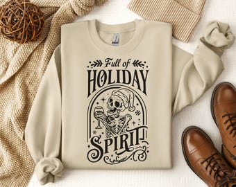 Holiday Spirit Skeleton Sweatshirt, Skeleton Christmas Shirt, Christmas Crewneck, Holiday Sweater, New Year Shirt, Christmas Lights Shirt