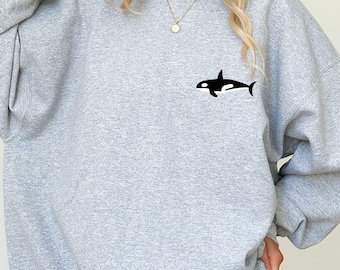Pocket Size Orca Whale Shirt, Women's Whale Sweatshirt,Aesthetic Animal Print Shirt,Trendy Graphic Tee,Best Friend Gifts,Animal Shirt, Whale