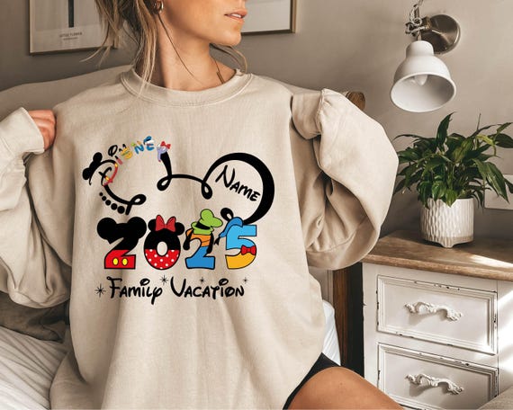 2025 Custom Name Disney Family Vacation Sweatshirt, Disney Family Matching Gift,Personalized Disney Trip, Disneyworld Matching Mickey Minnie
