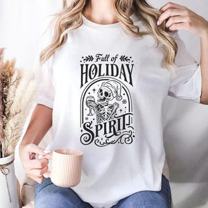 Holiday Spirit Skeleton Sweatshirt, Skeleton Christmas Shirt, Christmas Crewneck, Holiday Sweater, New Year Shirt, Christmas Lights Shirt image 7