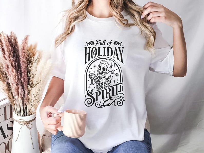 Holiday Spirit Skeleton Sweatshirt, Skeleton Christmas Shirt, Christmas Crewneck, Holiday Sweater, New Year Shirt, Christmas Lights Shirt image 7