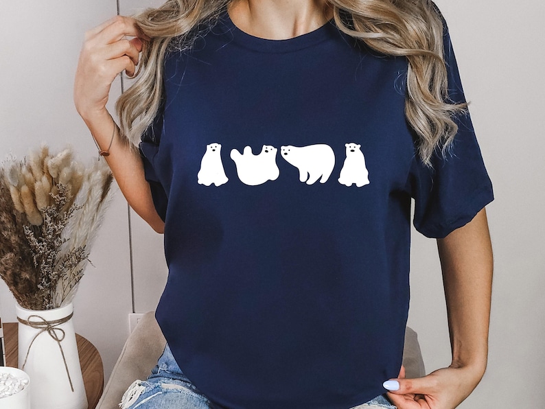 Funny Polar Bear Graphic Tee, Polar Bear Gifts, Animal Shirt, Animal Gift, Cute Winter Animal Shirt, Cute Polar Bear Shirt, Ice Bear Shirt image 2