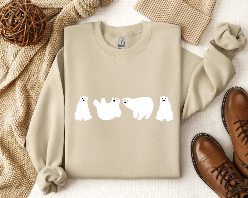 Lustiges Eisbär-Grafik-T-Shirt, Eisbär-Geschenke, Tierhemd, Tiergeschenk, niedliches Winter-Tierhemd, niedliches Eisbär-Shirt, Eisbär-Hemd Bild 3