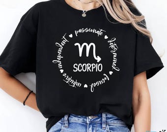 Camiseta de Escorpio, Escorpio del zodíaco, Camiseta de astrología, Signo del zodiaco, Camiseta del horóscopo, Grupo de estrellas, Camiseta de signos del cielo, Camiseta de cumpleaños, Camiseta de predicción