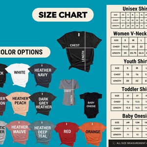 a blue background with a chart of different shirts