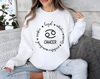 Felpa Cancro, Segno Zodiacale Cancro, Maglione Astrologico, Segni Zodiacali, Felpa con Cappuccio Oroscopo, Maglione Gruppo di Stelle, Maglione Segni Celesti, Maglietta Compleanno