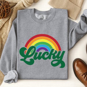 Chemise arc-en-ciel porte-bonheur, chemise de la Saint-Patrick, chemise irlandaise, chemise à boire, chemise de la Saint-Patrick pour femme, chemises shamrock, trèfle porte-bonheur image 3