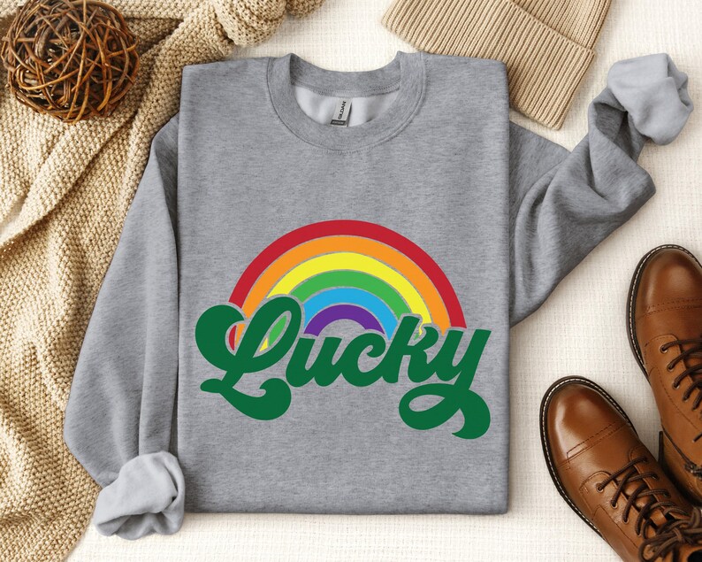 Chemise arc-en-ciel porte-bonheur, chemise de la Saint-Patrick, chemise irlandaise, chemise à boire, chemise de la Saint-Patrick pour femme, chemises shamrock, trèfle porte-bonheur image 3