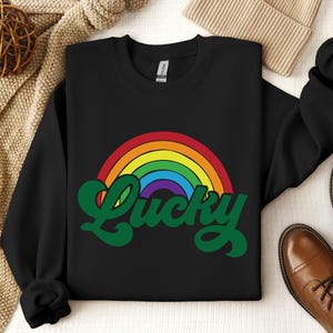 Chemise arc-en-ciel porte-bonheur, chemise de la Saint-Patrick, chemise irlandaise, chemise à boire, chemise de la Saint-Patrick pour femme, chemises shamrock, trèfle porte-bonheur image 4