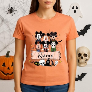 Custom Horror Mickey Halloween Shirt – Scary Disney Characters with Name, Spooky Costume Tee for Halloween Fans and Trick or Treat
