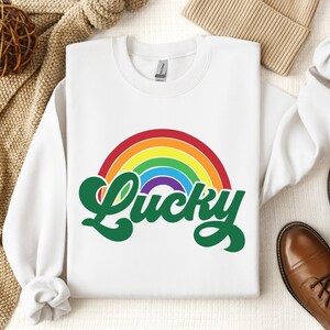 Chemise arc-en-ciel porte-bonheur, chemise de la Saint-Patrick, chemise irlandaise, chemise à boire, chemise de la Saint-Patrick pour femme, chemises shamrock, trèfle porte-bonheur image 2