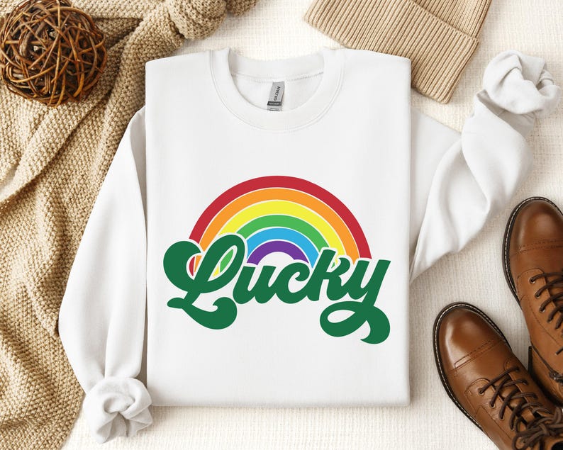 Chemise arc-en-ciel porte-bonheur, chemise de la Saint-Patrick, chemise irlandaise, chemise à boire, chemise de la Saint-Patrick pour femme, chemises shamrock, trèfle porte-bonheur image 2