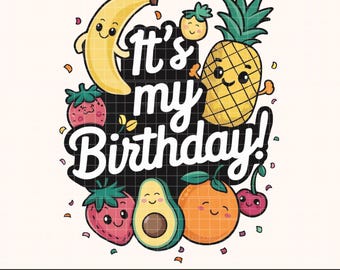 Diseño de fruta para mi cumpleaños: PNG de fiesta infantil (descarga digital)