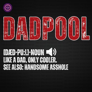 Dadpool PNG, zabawny projekt koszulki Dadpool, parodia superbohatera taty, humor Dadpool, fajny prezent dla taty, pobieranie cyfrowe, koszulka sublimacyjna