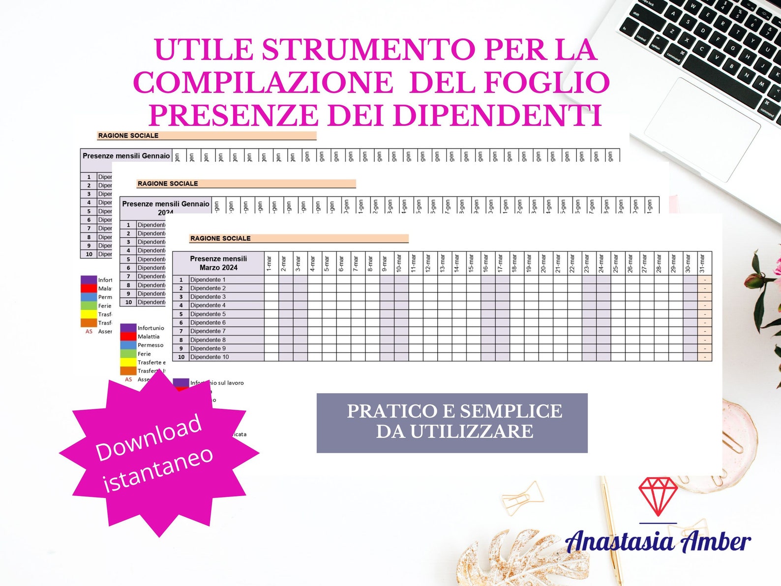 Foglio Presenze Mensile Dipendenti Excel Il Modello Modificabile ...