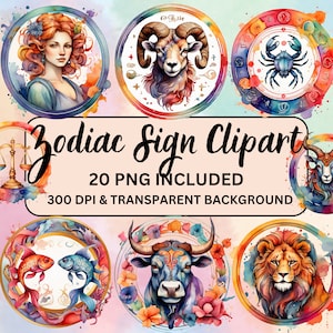 Zodiac Sign Clipart, Zodiac clipart, Astrology clipart, Horoscope Clipart, Zodiac Sign png, transparent background, commercial use, 300 DPI