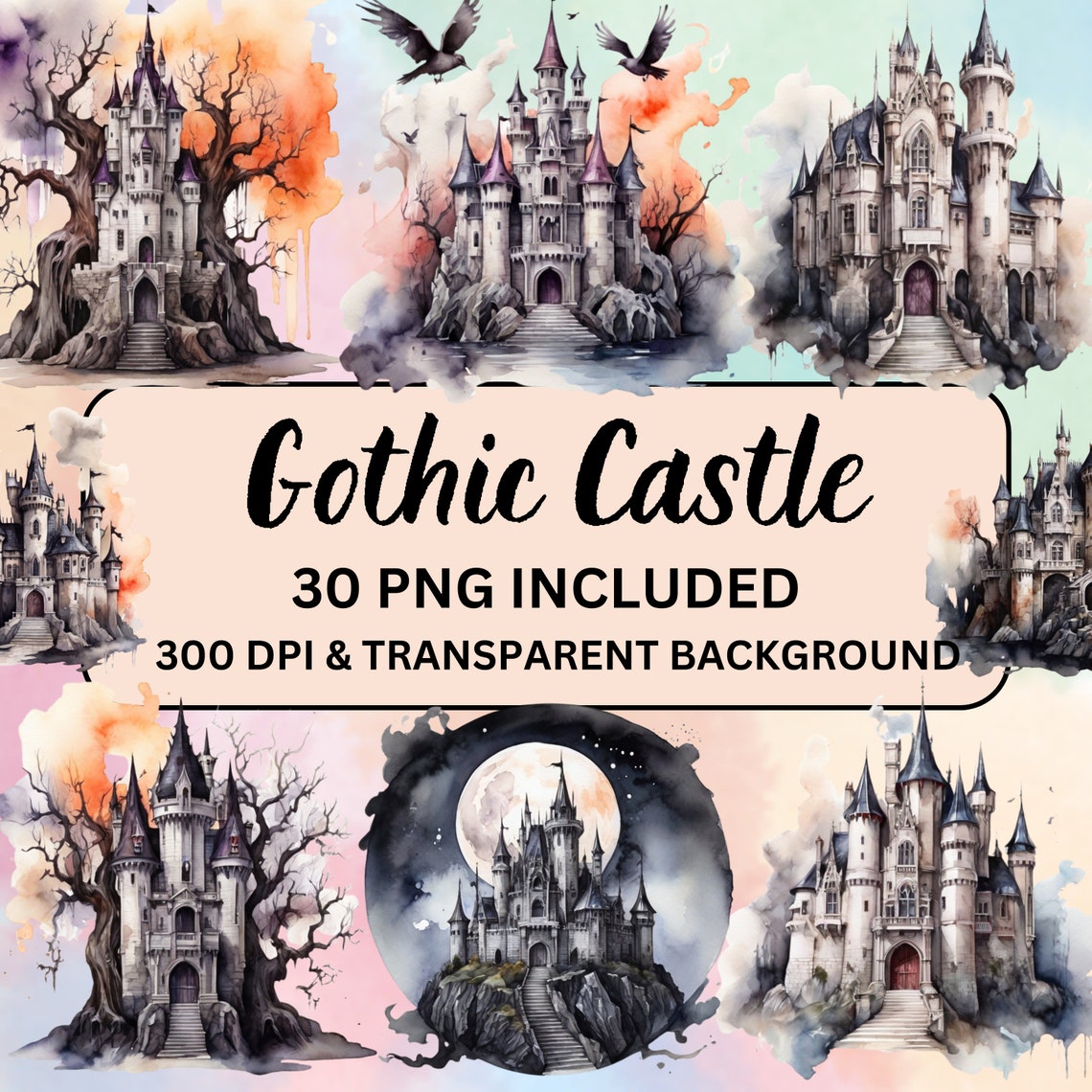 25 Gothic Castle Clipart, Spooky Castle Clipart, Horror Castle Clipart ...