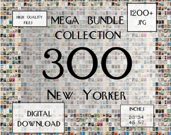 300 New Yorker Magazin-Cover-Poster, Vintage-Kunst, Retro-Poster, Mid-Century-Kunstdruck, Magazin-Cover-Kunst, Galerie-Wandset, Bundle-Wandkunst