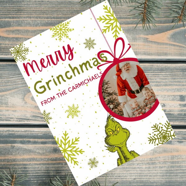 Grinch Photo Christmas Cards Etsy