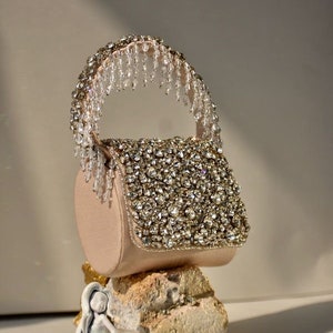 Mini bolso de mano con cuentas, bolso de mano para boda, bolso de mano para mujer, bolso de novia • Regalo para dama de honor • Regalo para ella