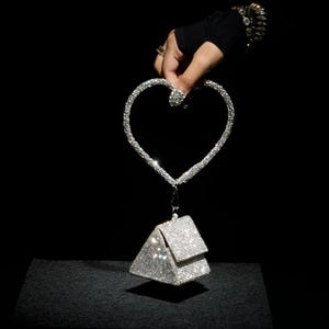 Crystal Heart Handle Bag – Rhinestone Mini Purse – Sparkly Statement Clutch – Elegant Evening Handbag – Luxury Statement Bag - Gift for Her