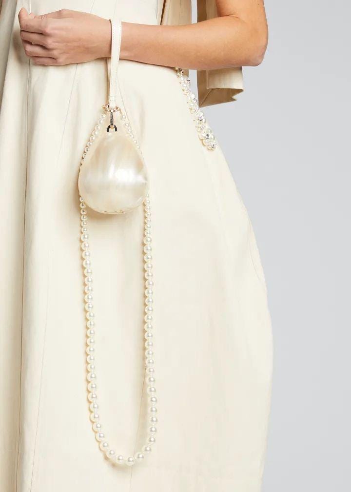 Pearl Drop Clutch Bag – Elegant Shell Purse with Pearl Strap for Brides, Parties & Events | Statement Handbag - Evening Glam | Gift For Her