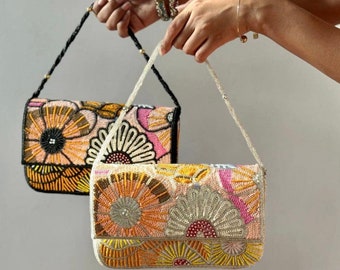 Blooming Splendor: Handcrafted Floral Bag/Clutch—Artisan Elegance for Every Occasion