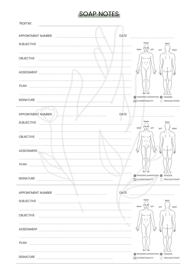 SOAP Notes Sage Green- for Recording Patient Appointment Notes for ...