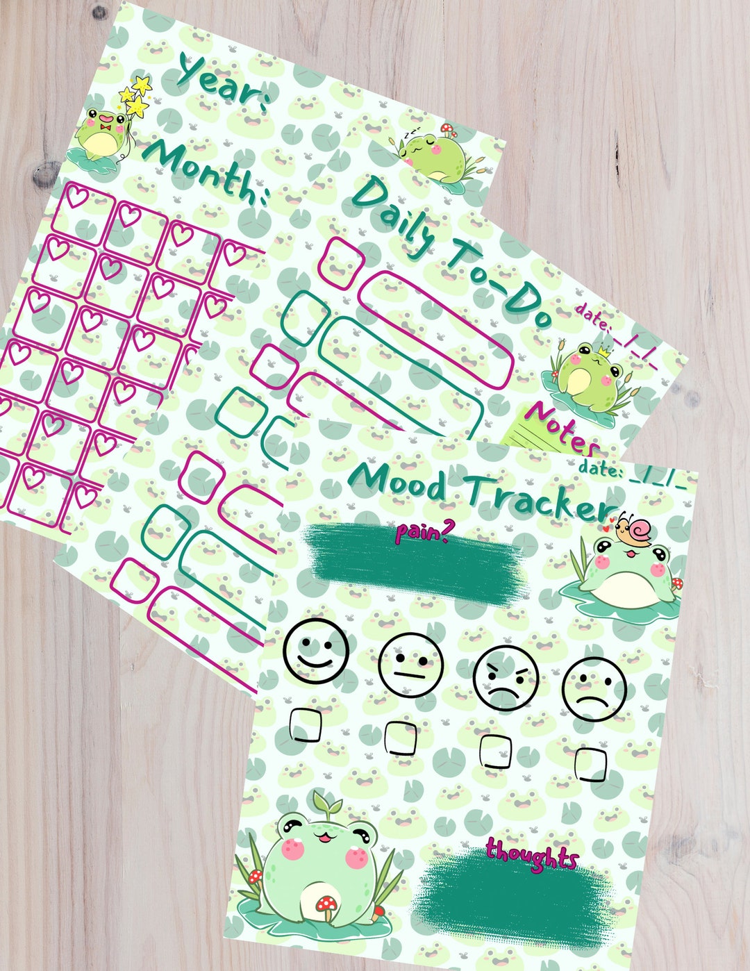 Daily Monthly Printable Kawaii Planner Frog Kawaii 8.5x11 - Etsy