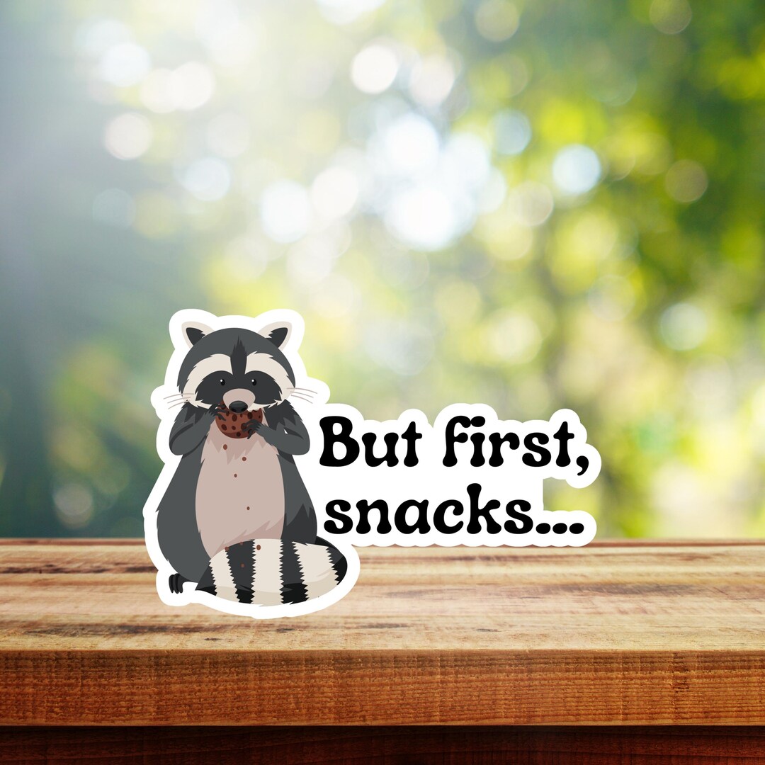 But First Snacks Raccoon Mental Health Sticker - Etsy