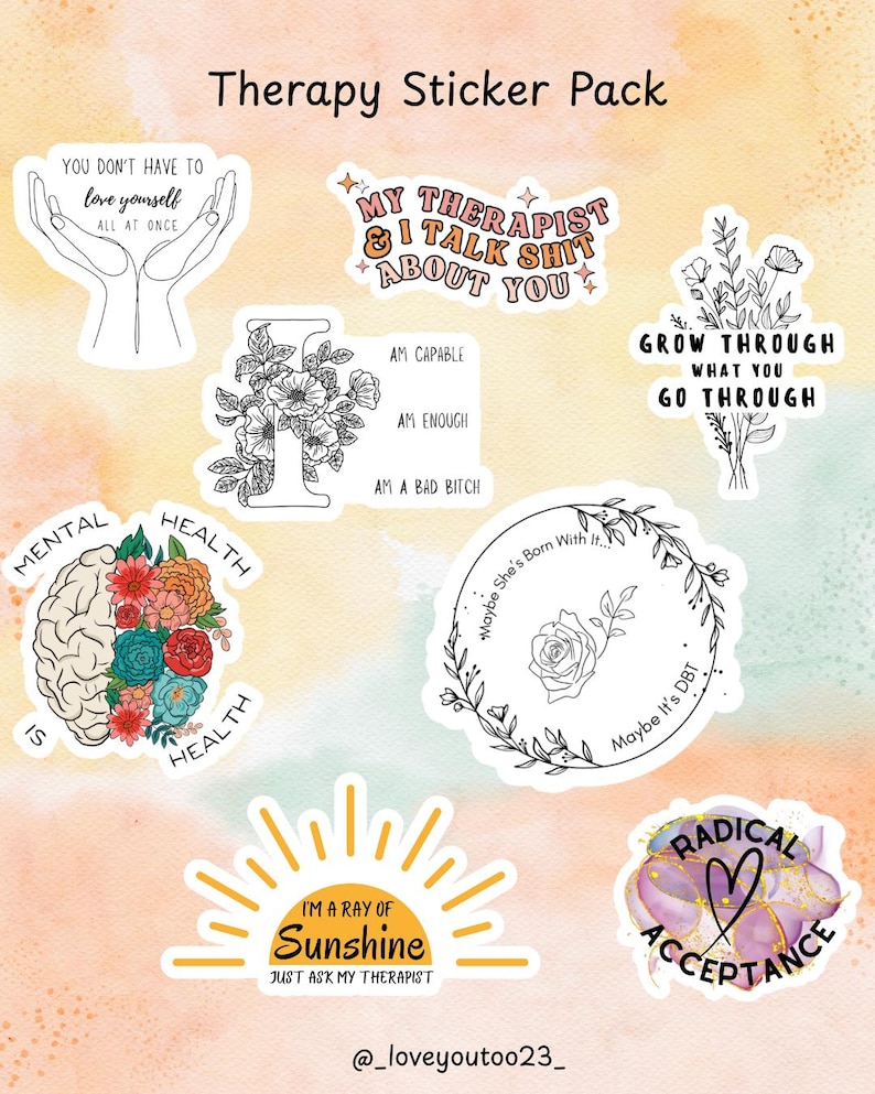 Therapy Inspired Mental Health Sticker Pack - Etsy