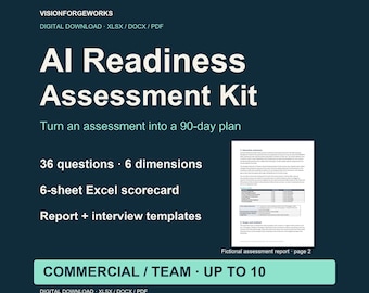 Manufacturing AI Readiness Assessment, Excel Scorecard and Word Reports, Commercial License