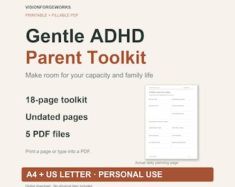 ADHD Parent Planner, Printable and Fillable PDF, Undated A4 and US Letter