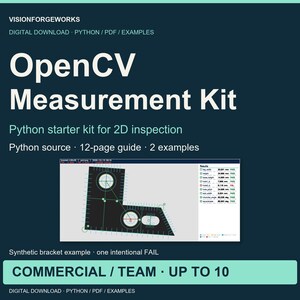 OpenCV 2D Measurement Starter Kit, Python Code and PDF Guide, Commercial License