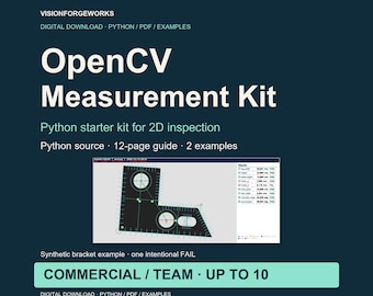 OpenCV 2D Measurement Starter Kit, Python Code and PDF Guide, Commercial License