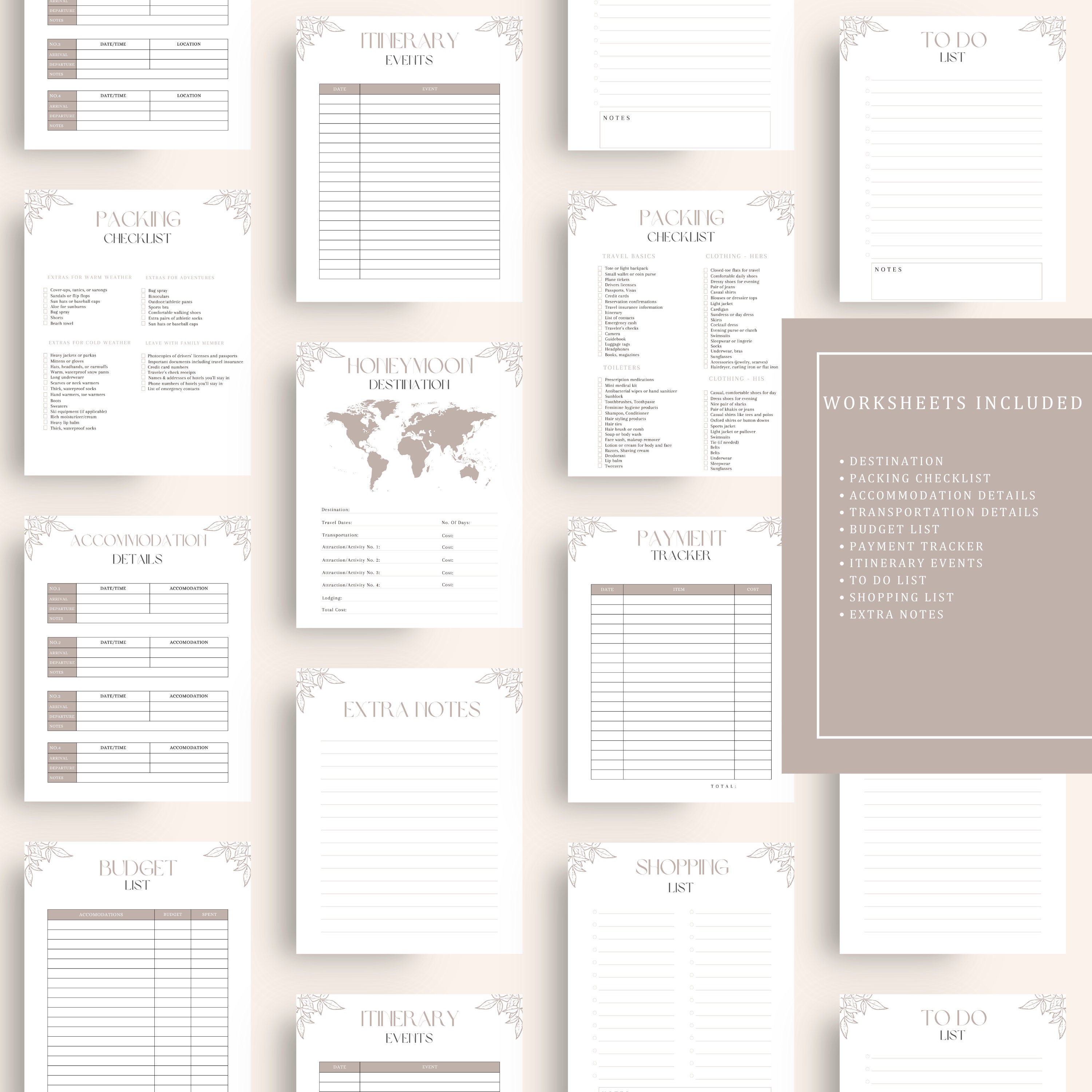 Honeymoon Planner Printable, Honeymoon Program Template, Honeymoon ...