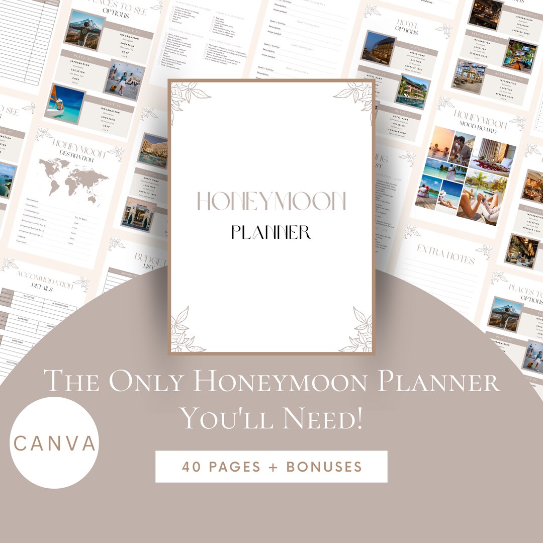 Honeymoon Planner Printable, Honeymoon Program Template, Honeymoon ...