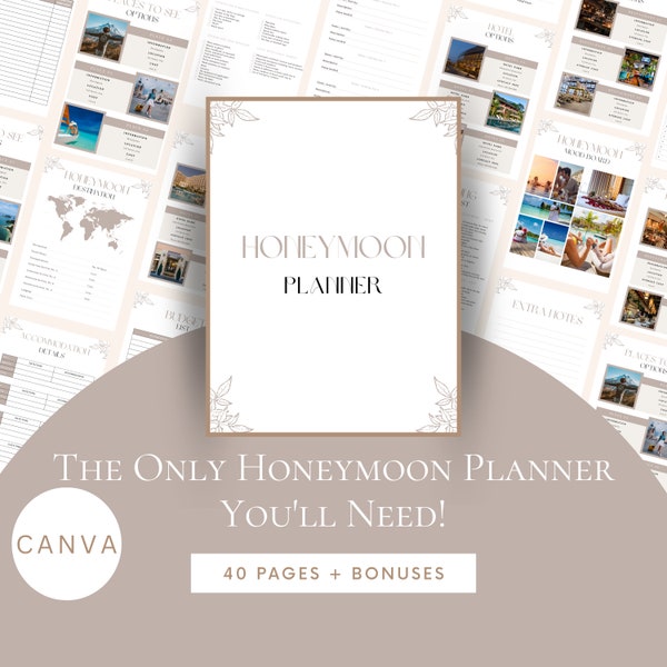 Honeymoon Planner Printable, Honeymoon Program Template, Honeymoon Binder Template, Digital Honeymoon Planner, Honeymoon Planner Template