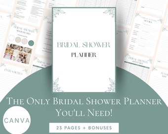 Printable Bridal Shower Planner, Wedding Shower Planner, Bridal Shower Template, Digital Bridal Shower Checklist, Bridal Shower Organizer