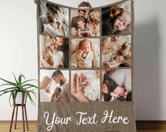 Picture Blanket With Text, Personalized Photo Blanket Collage, Family Blanket, Memorial Blanket, Friend Birthday Wedding Anniversary Gift