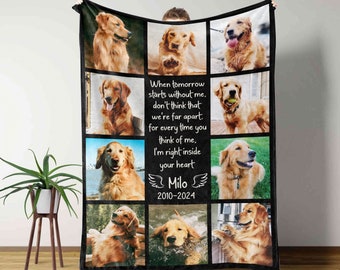 Customized Pet Photo Collage Gift for Him Her, Dog Cat Picture Blanket With Text, Memorial Pet Loss Keepsake Sympathy Gift For Dog Cat Lover