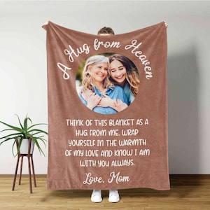 A Hug From Heaven Blanket, Memorial Blanket, Custom Photo Blanket, Remembrance Gift, Personalized Memorial Blanket, In Loving Memory Blanket
