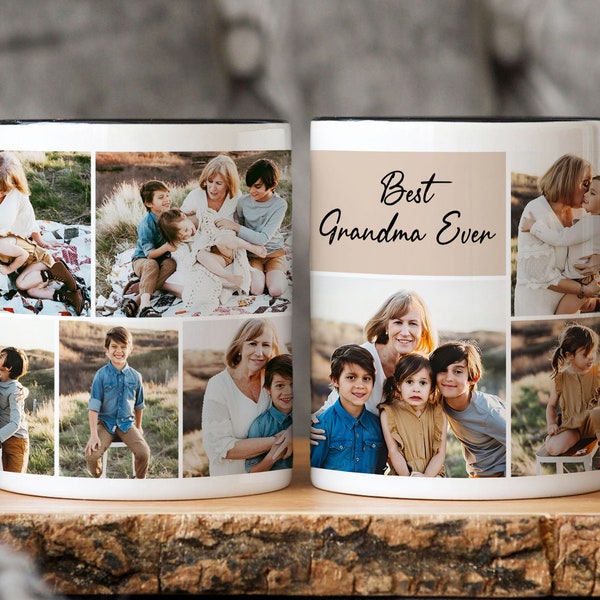 Personalized Photo Collage Gift, Custom Picture Mug, Anniversary Gift Family Birthday Wedding Engaged Gift, Gift For Mom Dad Grandma Grandpa