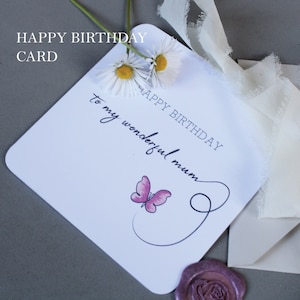 Biglietto di auguri di buon compleanno per la mamma, personalizzabile, in cartoncino, timbro in ceralacca e chiffon, con busta