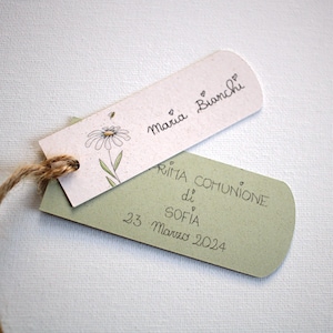 Segnaposto floreale personalizzabile per battesimo, prima comunione, cresima, laurea, matrimonio, ecc., in cartoncino | set da 10 pz