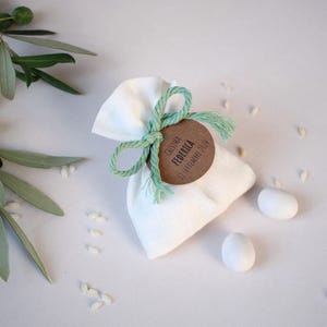 Bomboniera sacchetto in puro lino porta confetti, caramelle | per nozze, battesimo, prima comunione, cresima personalizzabile | set da 10 pz