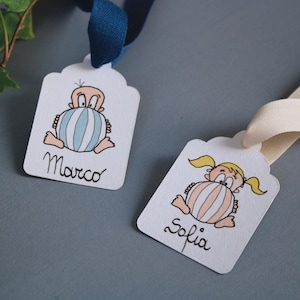 Tag bigliettini per nascita, battesimo, comunione, cresima bimbo bimba personalizzabili | set da 10 pz