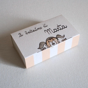 Bomboniera per battesimo, nascita , prima comunione, cresima, ecc. | Scatolina porta confetti personalizzabile | segnaposto | set da 10 pz